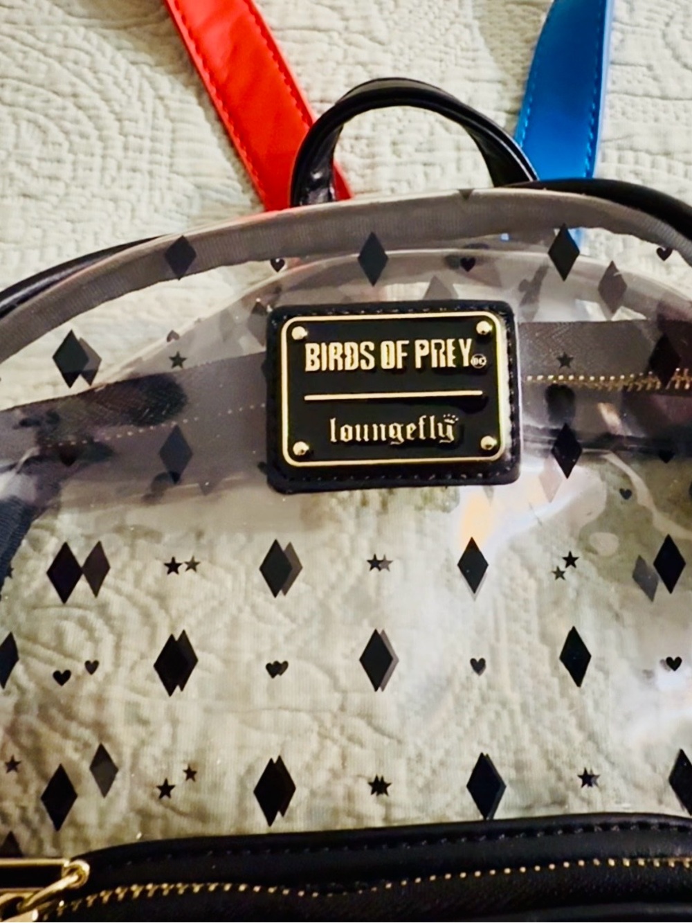 Loungefly DC/Birds of Prey/Harley Quinn clear backpack, slightly used. - Picture 3 of 10